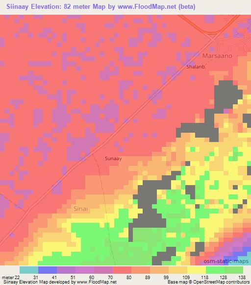 Siinaay,Somalia Elevation Map