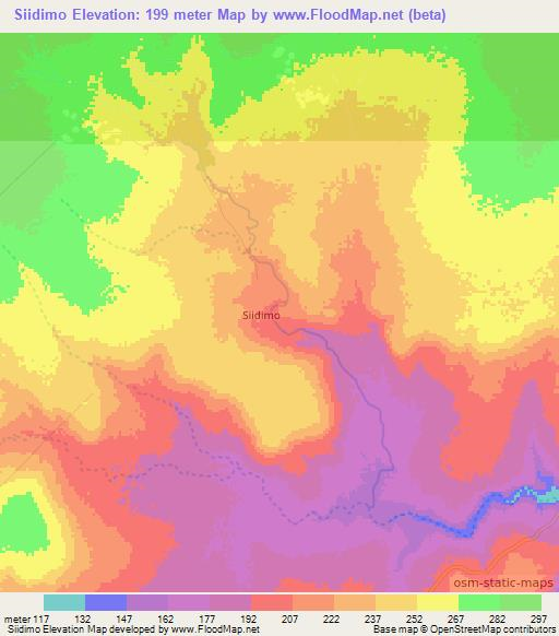 Siidimo,Somalia Elevation Map