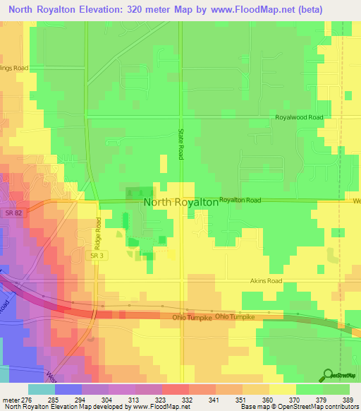 Elevation of North Royalton,US Elevation Map, Topography, Contour