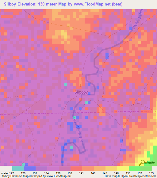 Siiboy,Somalia Elevation Map