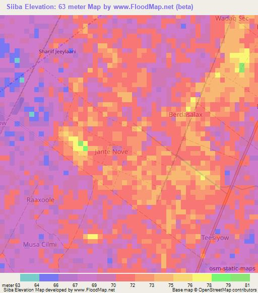 Siiba,Somalia Elevation Map