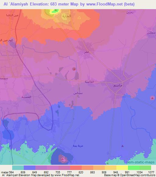 Al `Alamiyah,Syria Elevation Map