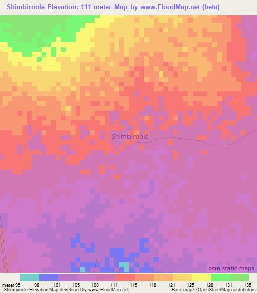 Shimbiroole,Somalia Elevation Map
