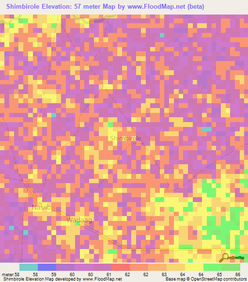 Shimbirole,Somalia Elevation Map