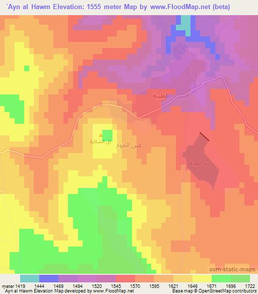 `Ayn al Hawm,Syria Elevation Map