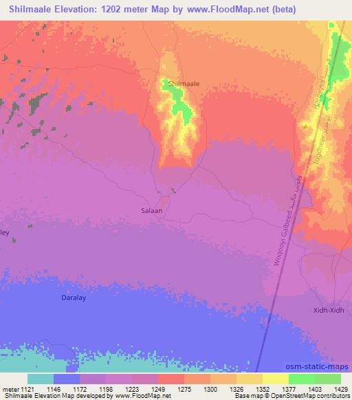 Shilmaale,Somalia Elevation Map