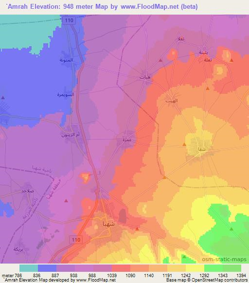 `Amrah,Syria Elevation Map