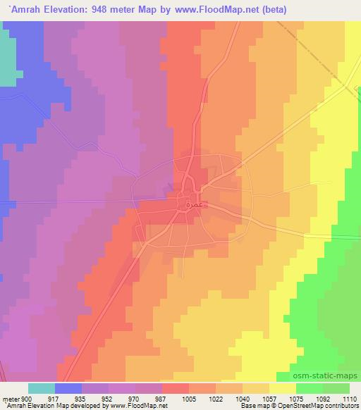 `Amrah,Syria Elevation Map