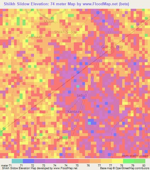 Shiikh Siidow,Somalia Elevation Map