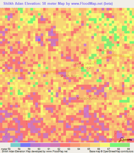Shiikh Adan,Somalia Elevation Map