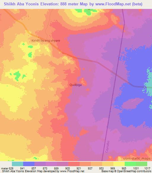 Shiikh Aba Yoonis,Somalia Elevation Map