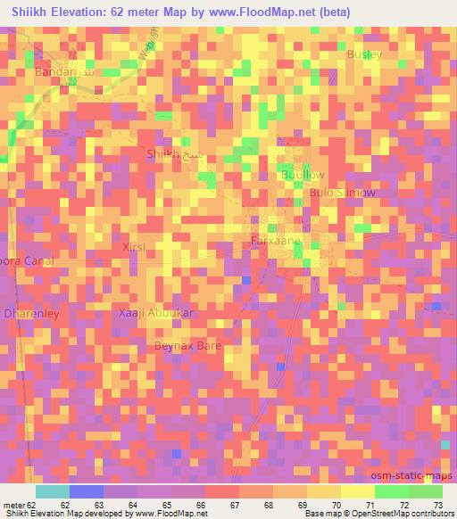 Shiikh,Somalia Elevation Map