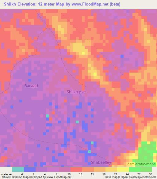 Shiikh,Somalia Elevation Map