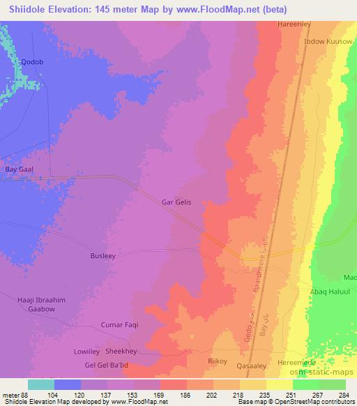Shiidole,Somalia Elevation Map