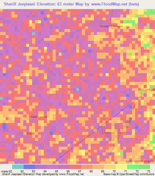 Shariif Jeeylaani,Somalia Elevation Map
