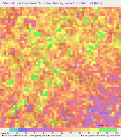 Shantakulan,Somalia Elevation Map