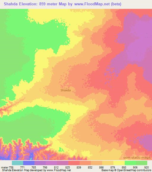 Shahda,Somalia Elevation Map