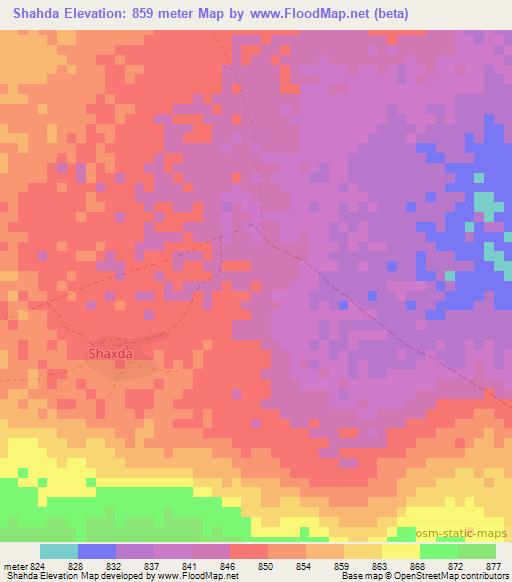 Shahda,Somalia Elevation Map