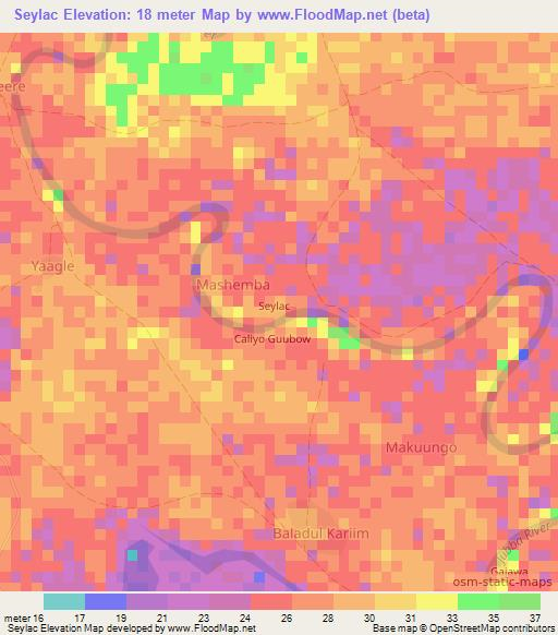 Seylac,Somalia Elevation Map