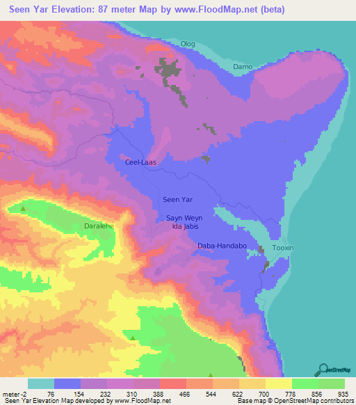 Seen Yar,Somalia Elevation Map
