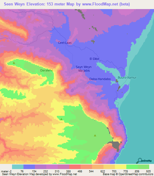 Seen Weyn,Somalia Elevation Map