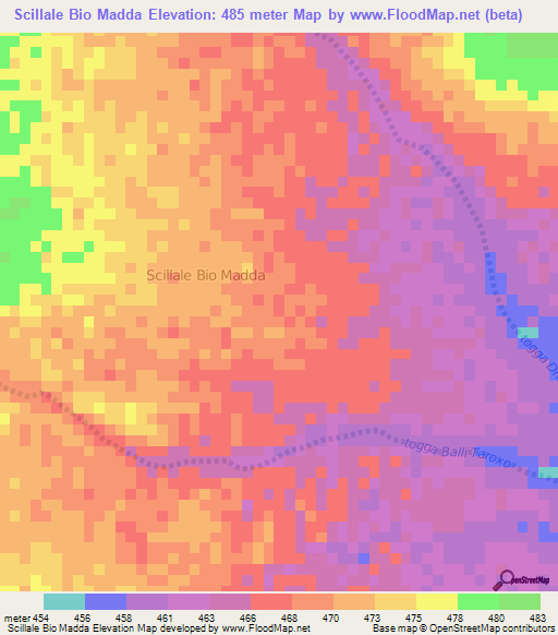 Scillale Bio Madda,Somalia Elevation Map