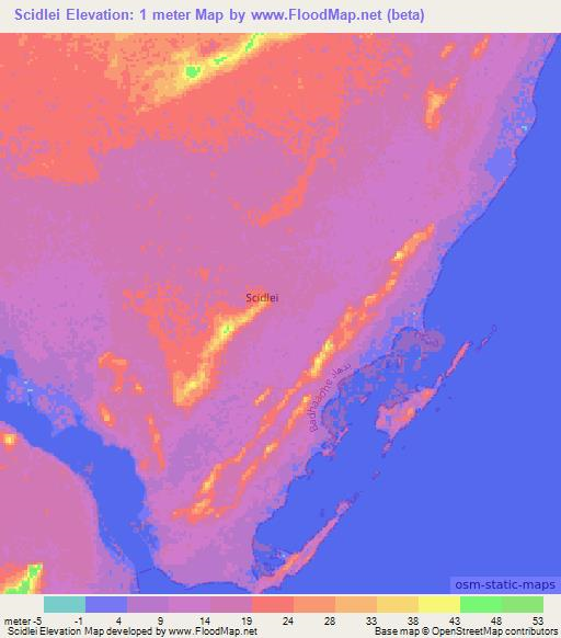 Scidlei,Somalia Elevation Map