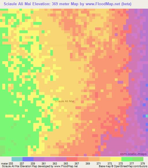 Sciaule Ali Mai,Somalia Elevation Map