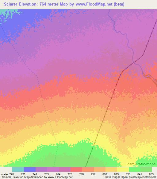 Sciarer,Somalia Elevation Map