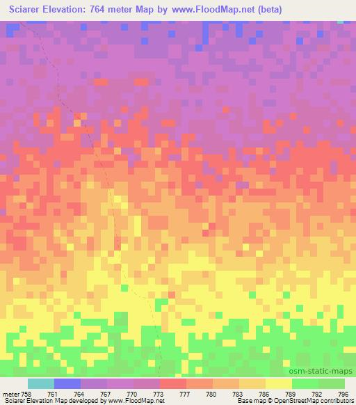 Sciarer,Somalia Elevation Map