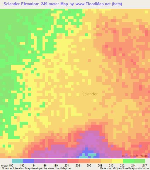 Sciander,Somalia Elevation Map