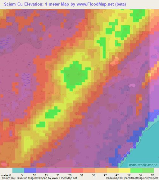 Sciam Cu,Somalia Elevation Map