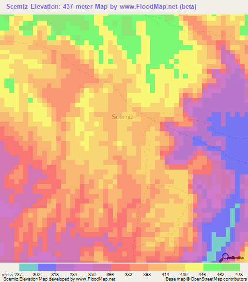 Scemiz,Somalia Elevation Map