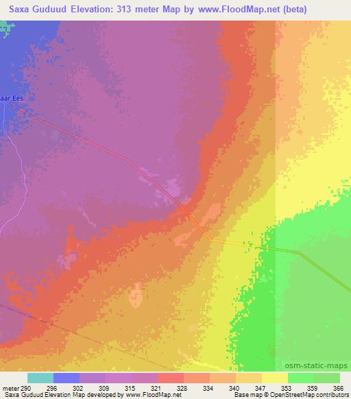 Saxa Guduud,Somalia Elevation Map