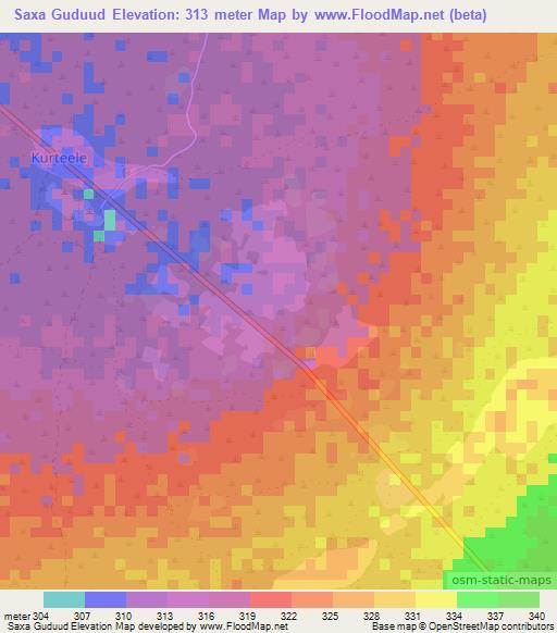 Saxa Guduud,Somalia Elevation Map