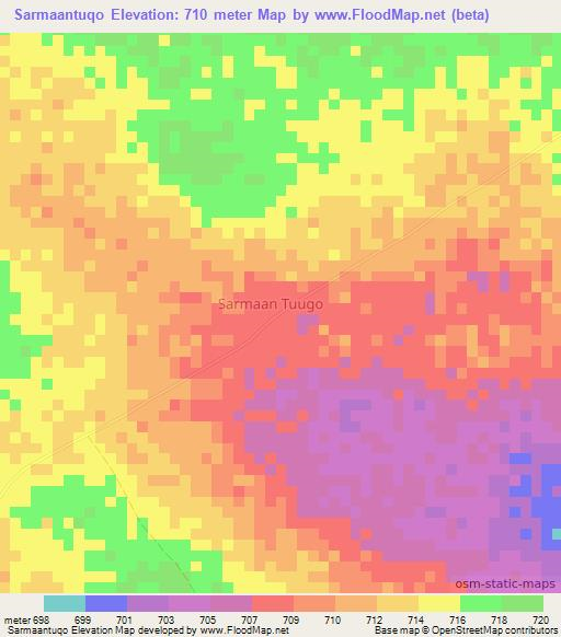 Sarmaantuqo,Somalia Elevation Map