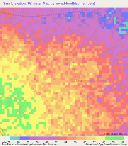 Sara,Somalia Elevation Map