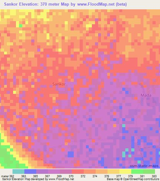 Sankor,Somalia Elevation Map