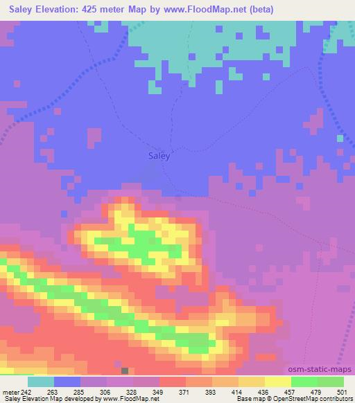 Saley,Somalia Elevation Map