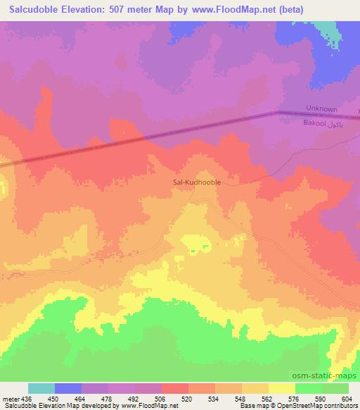 Salcudoble,Somalia Elevation Map