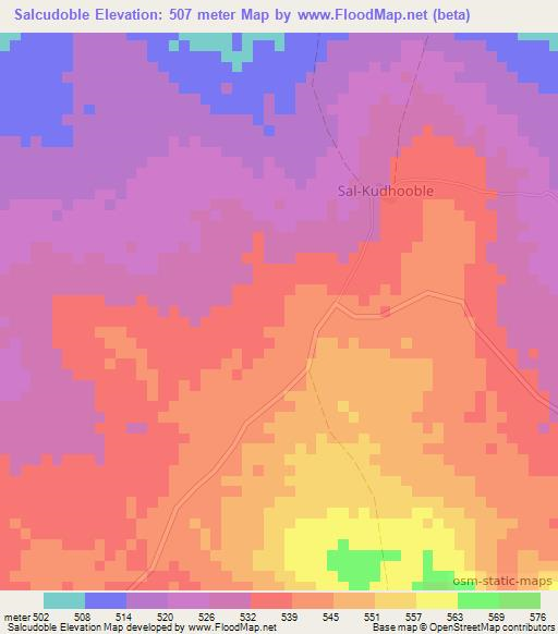 Salcudoble,Somalia Elevation Map