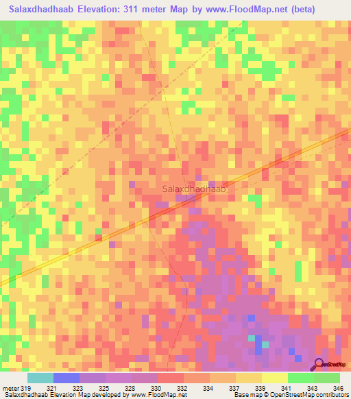 Salaxdhadhaab,Somalia Elevation Map