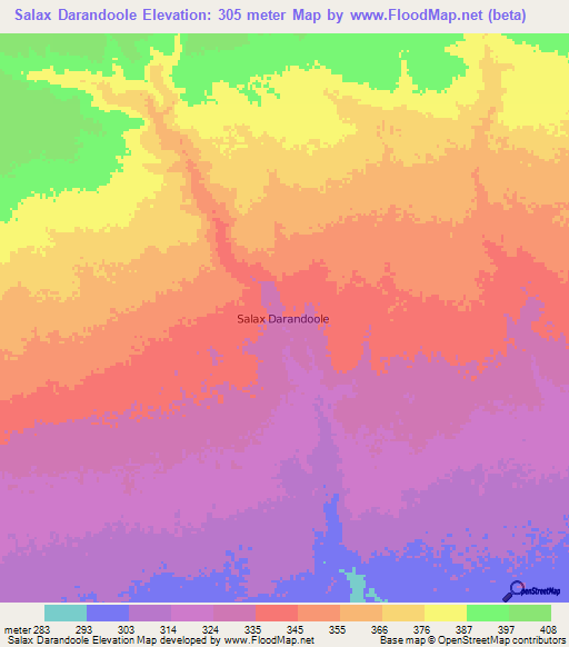 Salax Darandoole,Somalia Elevation Map