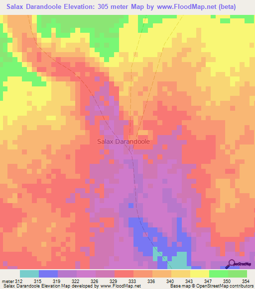 Salax Darandoole,Somalia Elevation Map