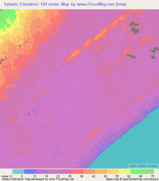 Salaxin,Somalia Elevation Map