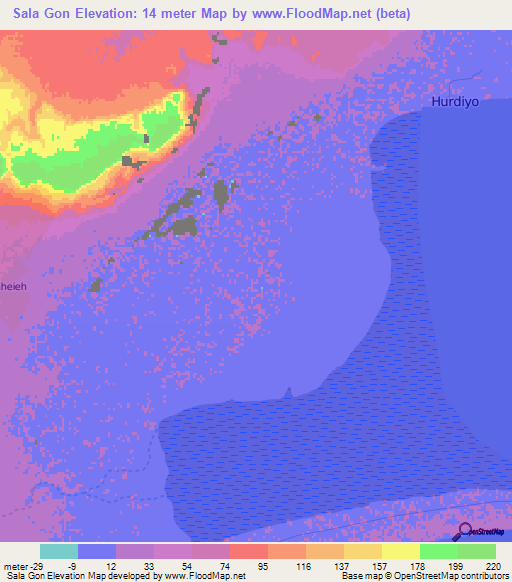 Sala Gon,Somalia Elevation Map