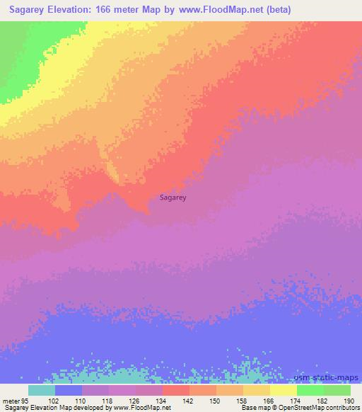 Sagarey,Somalia Elevation Map