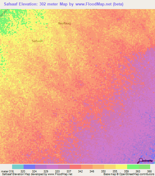 Safsaaf,Somalia Elevation Map