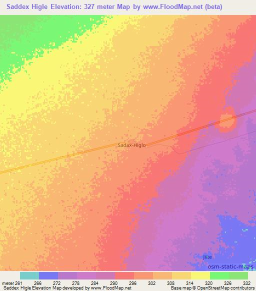 Saddex Higle,Somalia Elevation Map