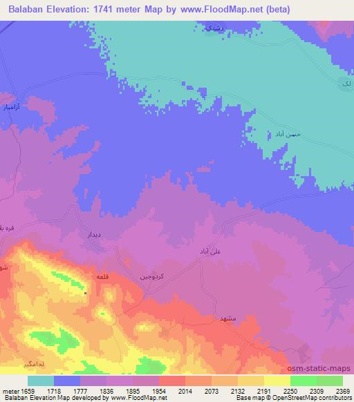 Balaban,Iran Elevation Map